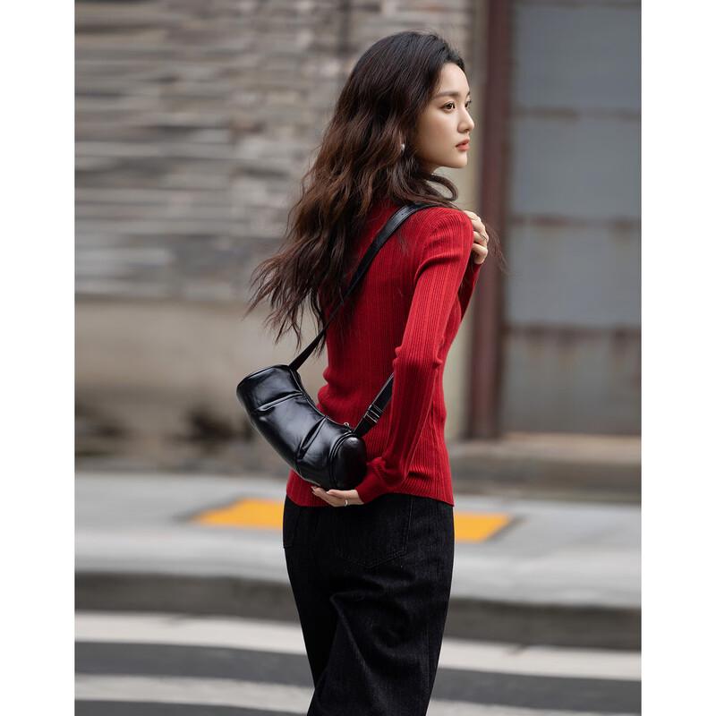 Demana Women's Retro Color-Block Wool Blend Knit Sweater