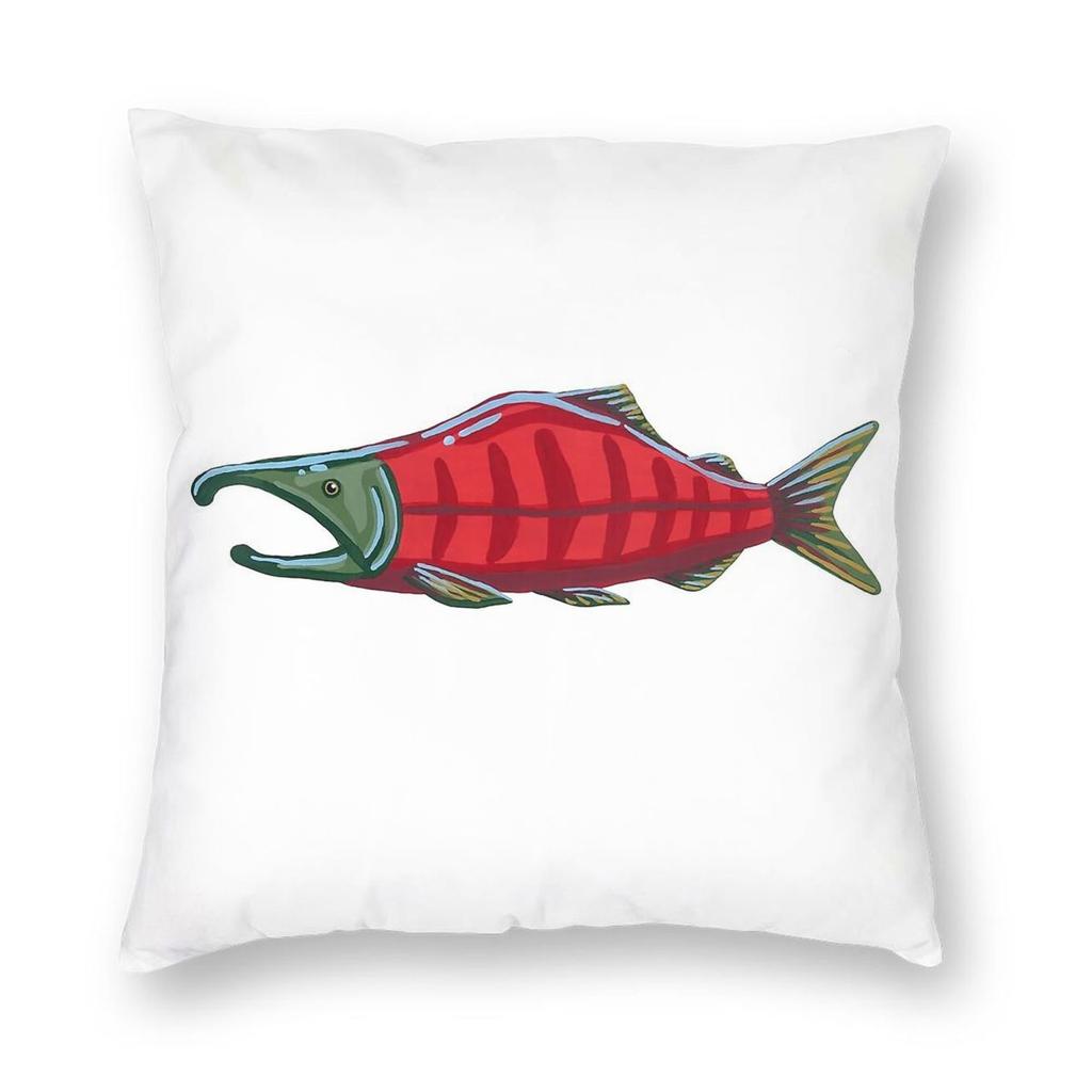 Pacific Salmon Sockeye Square Pillowcase Polyester Linen Velvet Printed Zip Decorative Throw Pillow Case Car Cushion Cover