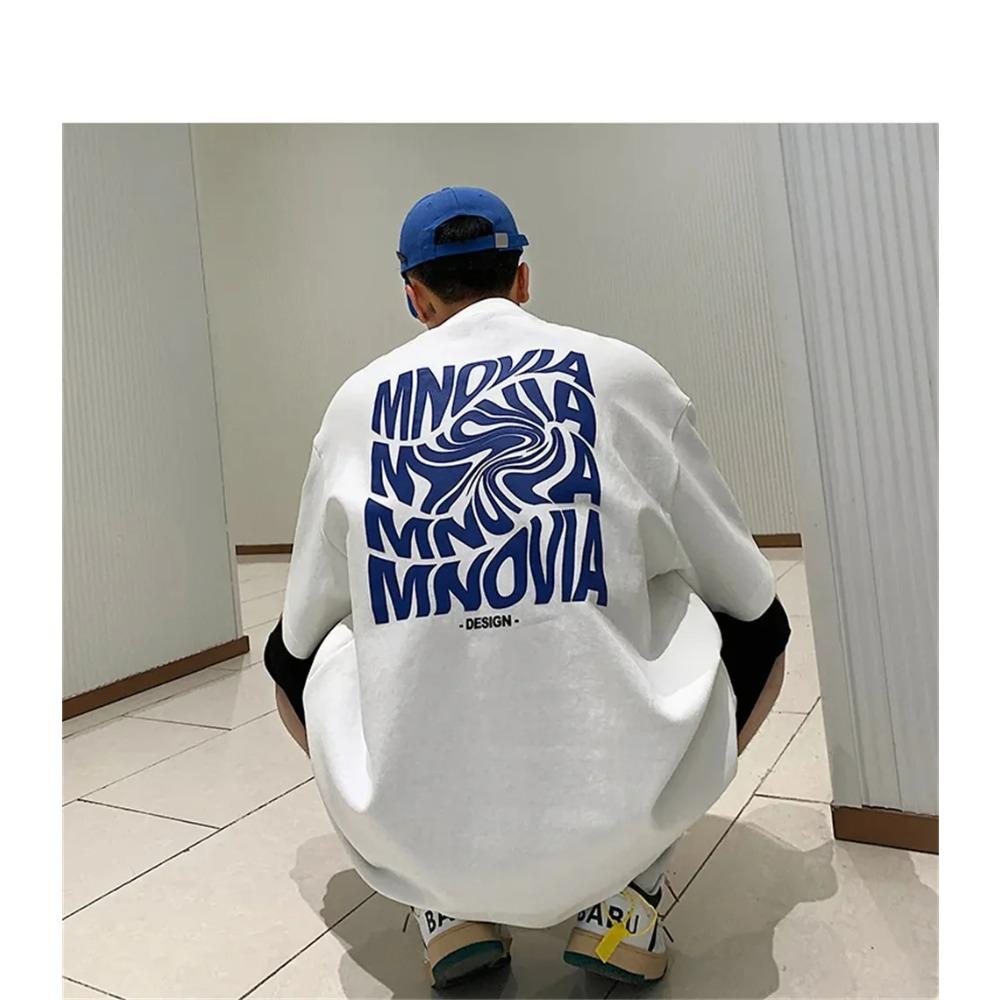 American 210GSM Printed Men's T-shirts Oversized Casual Summer Cotton Short Sleeve Tees Ins Male Top Streetwear Men Clothes