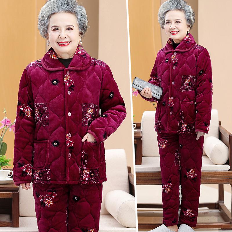Winter women's cotton-padded pajamas thermal underwear set homewear coral fleece thickened