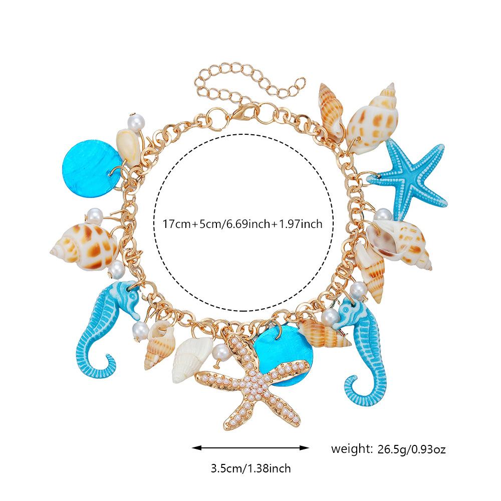 Beach Resort Style Jewelry Set, Versatile Starfish Shell Bracelet Bohemian Niche Summer Necklace