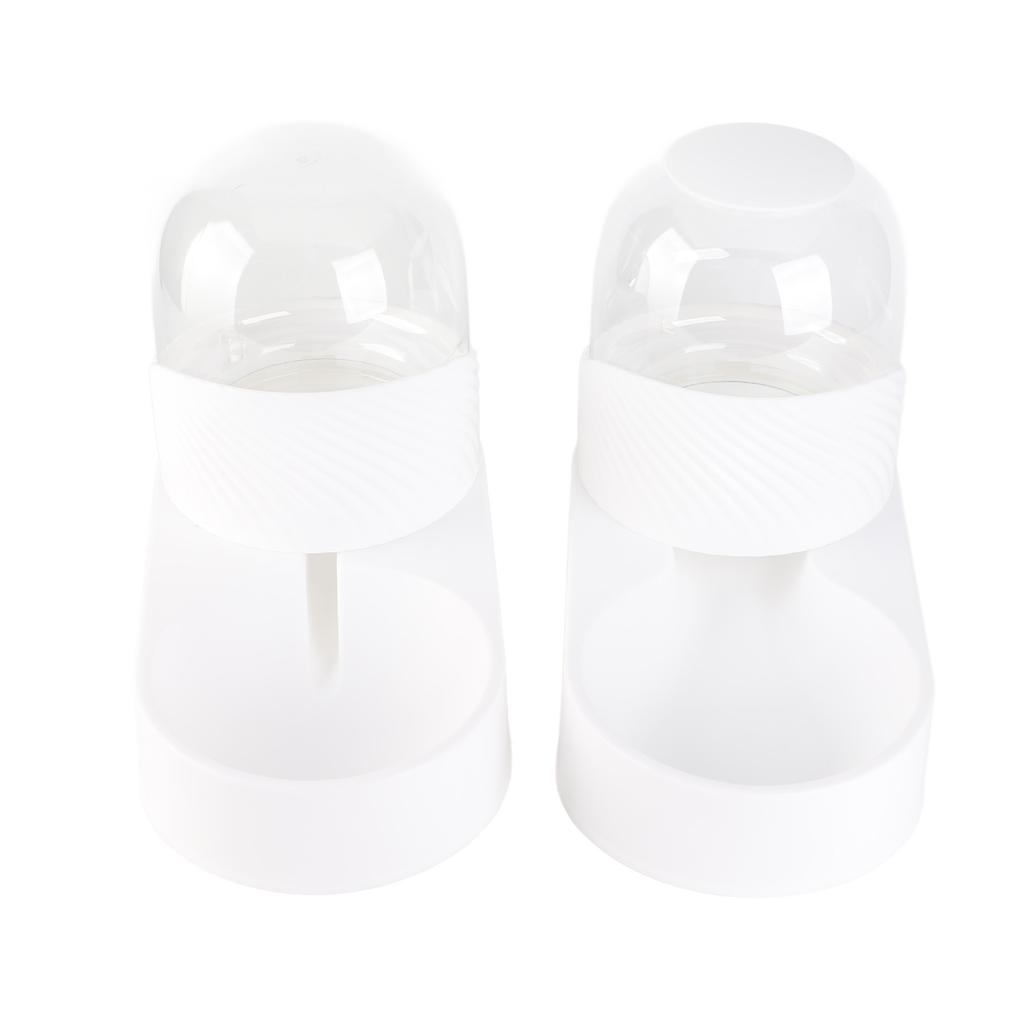 Pet Water Food Dispenser Transparent Removable Automatic Cat Feeder Waterer Set for Dog Puppy 2000ml White