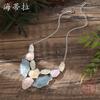 Color Painting Oil Exaggerated Geometric Necklace, Personalized Women Irregular Geometric Necklace