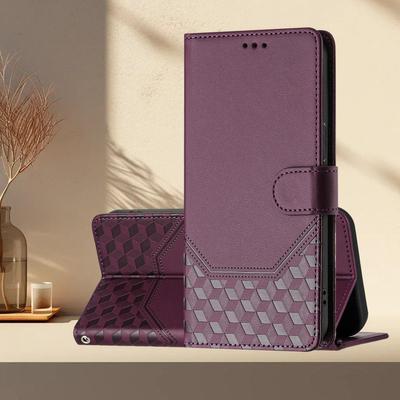 Luksusowy 3D Siatka Skórzany Telefon Portfel Etui Book Kiskstand Dla iPhone 16 Pro Max Samsung S25 S24 Xiaomi Redmi Honor Oppo Magnetyczny Uchwyt Na Karty Flip Cover