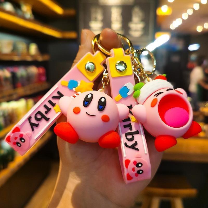 New Creative Kirby Cartoon PVC Doll Keychain Pendant Couple Bag Pendant Kirby Food Three-dimensional Doll Car Keychain Pendant
