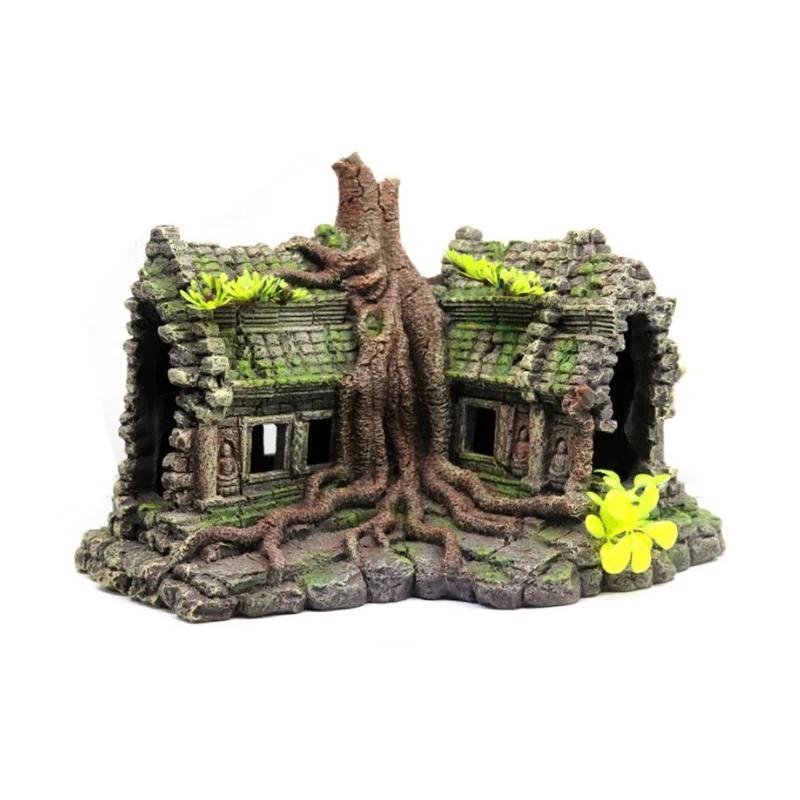 Resin Tree House Wooden Aquarium Beautification Fish Tank Decoration Craft Pet Supplies Accessory