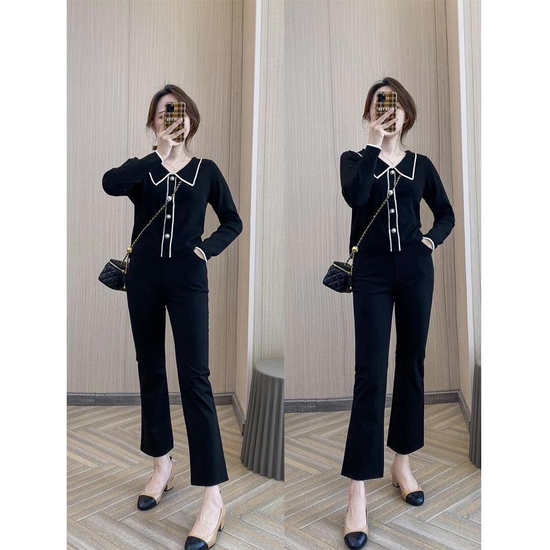 Women's Petite Cotton-Nylon Blend Micro Flare Suit Pants – 9/10 Length for 145-150cm Heights