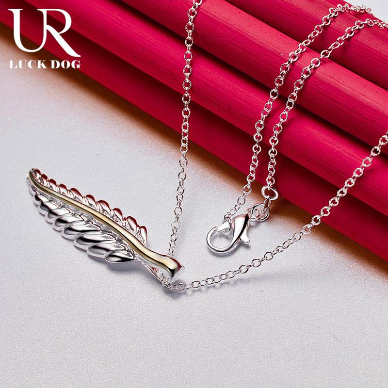 

AliZero 925 стерлингового серебра перо кулон ожерелье модные свадебные украшения O-45CM