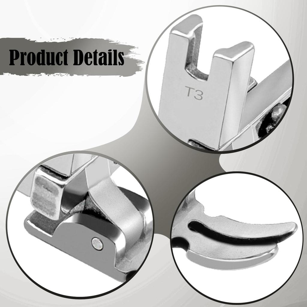 Multi Functional Sewing Machine Foot Steel Pressing Accessory Zipper Guide for Domestic and Industrial Applications