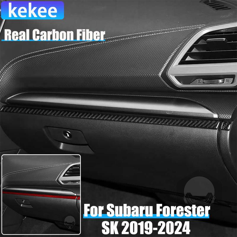 Real Carbon Fiber Car Accessories Passenger Dashboard Strip Soft Sticker For Subaru Forester SK 2024