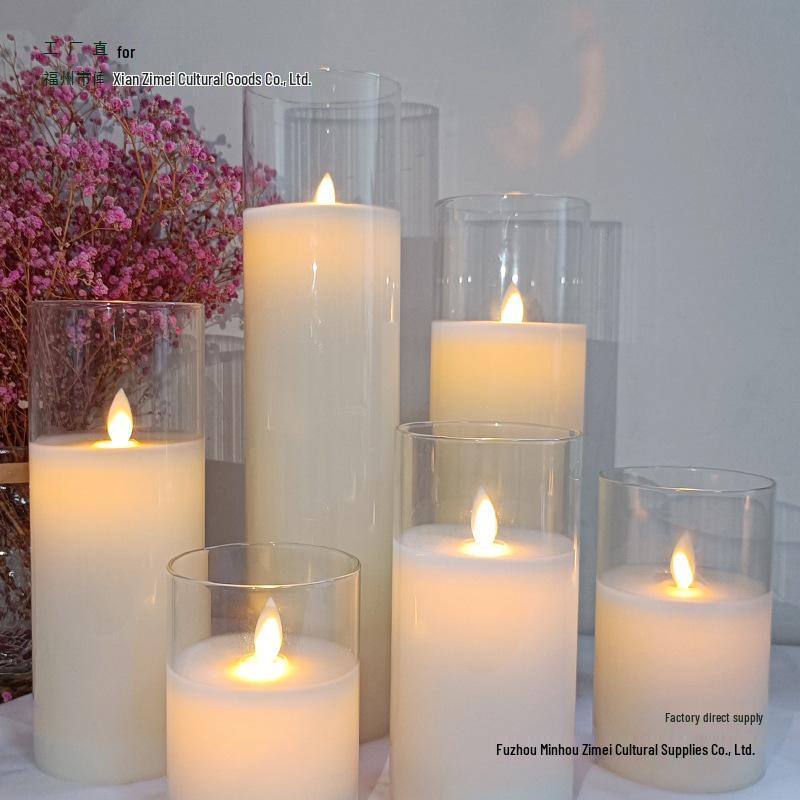 Remote-Controlled LED Glass Candle Lamp with Flickering Flame - Ideal for Romantic Home Decor and Weddings