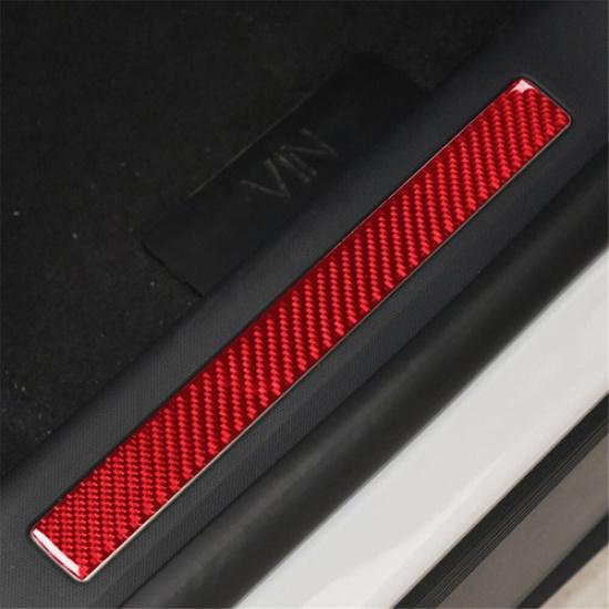 Red Carbon Fiber Door Sill Accent Cover Trim For Ford Mustang Mach-E Type B