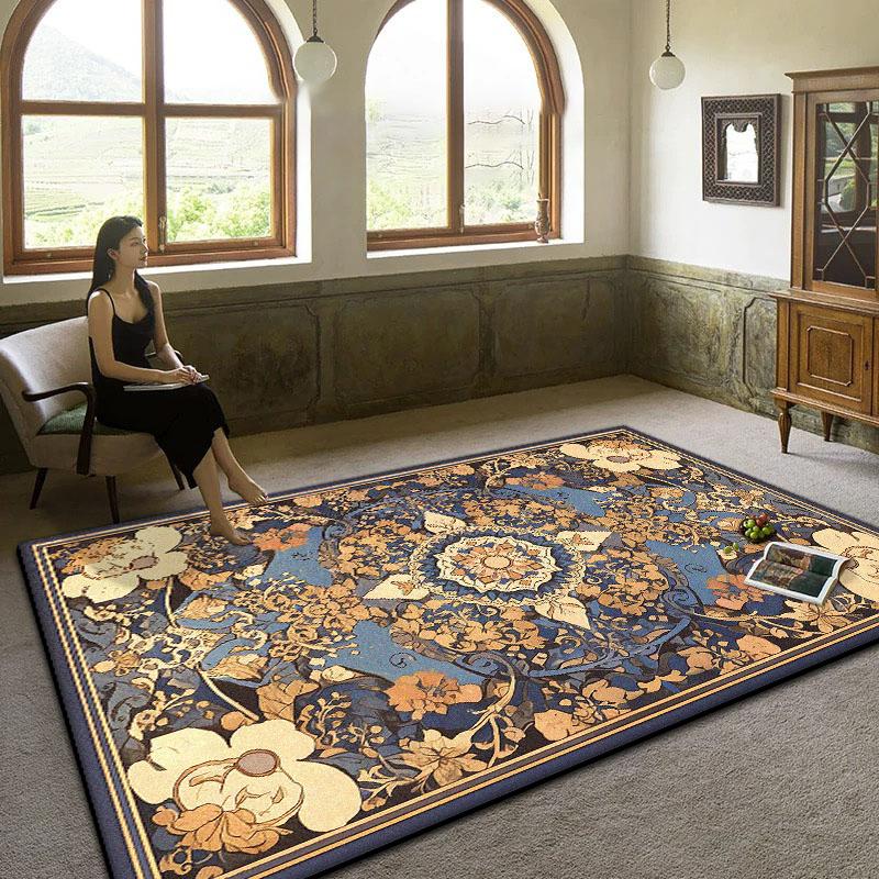 Persian Luxury Living Room Carpet Boho Non-slip Decoration Sofa Large Rugs Bedroom Bedside Foldable Tatami Floor Mat Washable