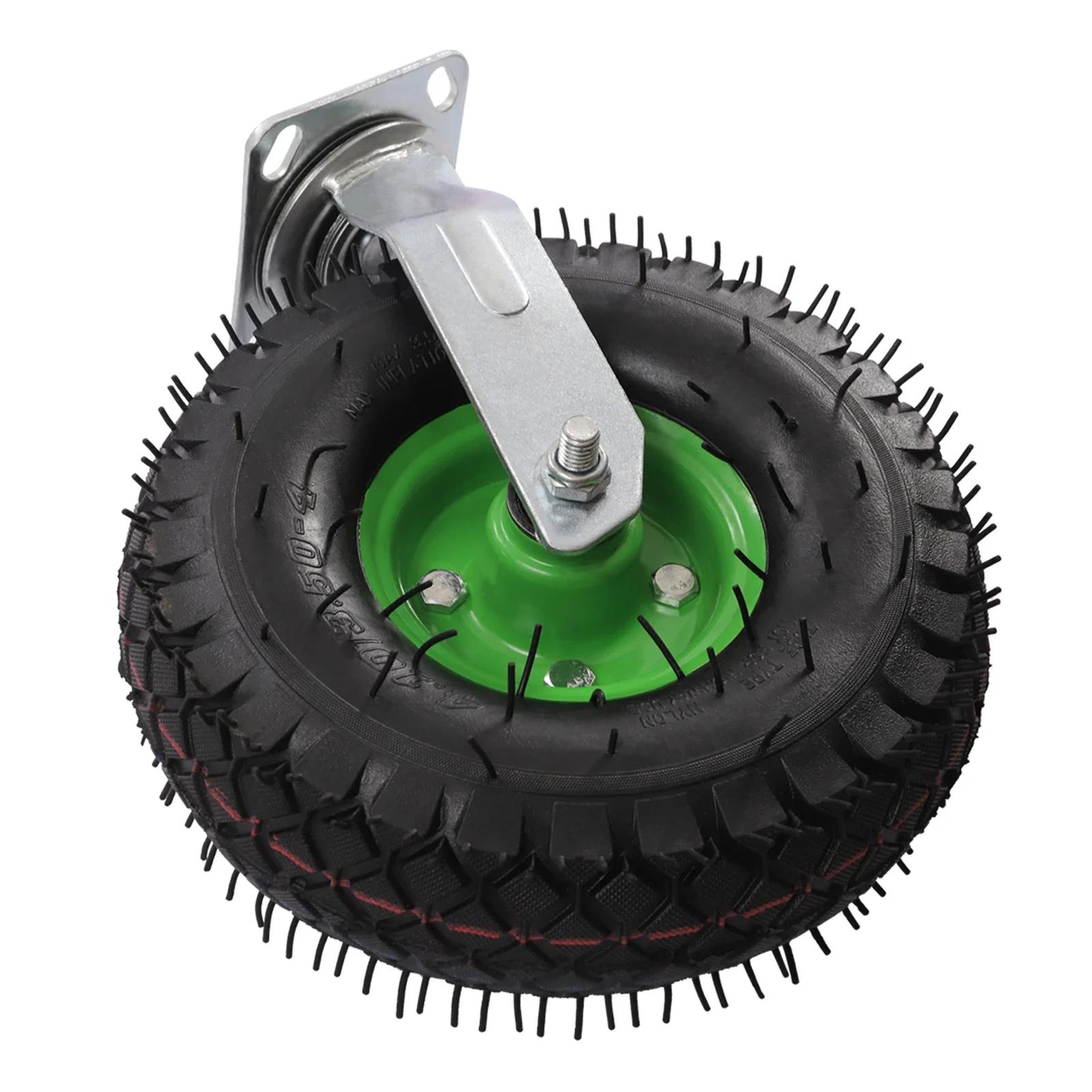 

10 Swivel Pneumatic Casters,275.58 lbs Load Capacity,4 Heavy-Duty Air Tire Rubber Wheels,Fixed and Swivel,for Freight Equipment чёрный