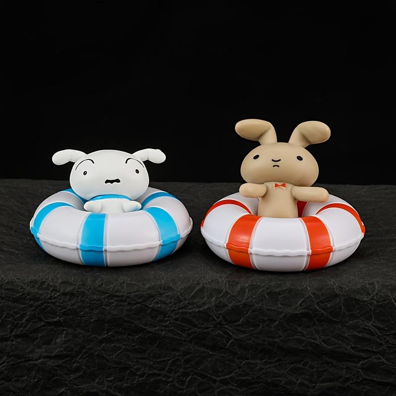 5 Swim Ring Small Novice Figurines, Anime Cartoon White Rabbit, Dinosaur, Pig Figurine Ornaments