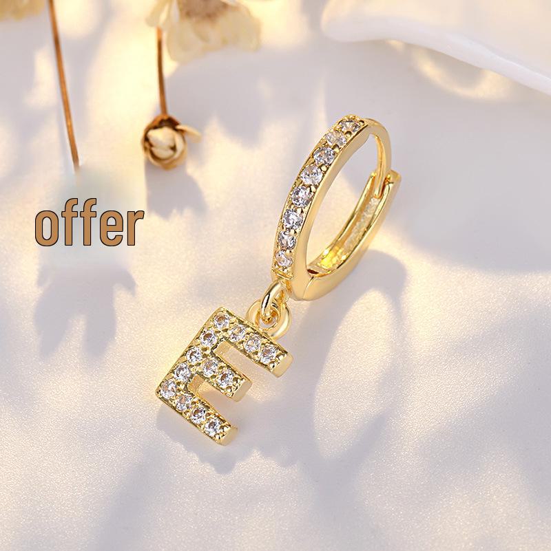 Elegant S925 Silver Alphabet Earrings with Micro-Inlaid Diamonds - Trendy European and American Style.