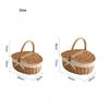 Woven Rattan Picnic Storage Basket Portable Outdoor Food Toy Organizers Basket with Lace Decor Home Travel Picnic Organizer Gift