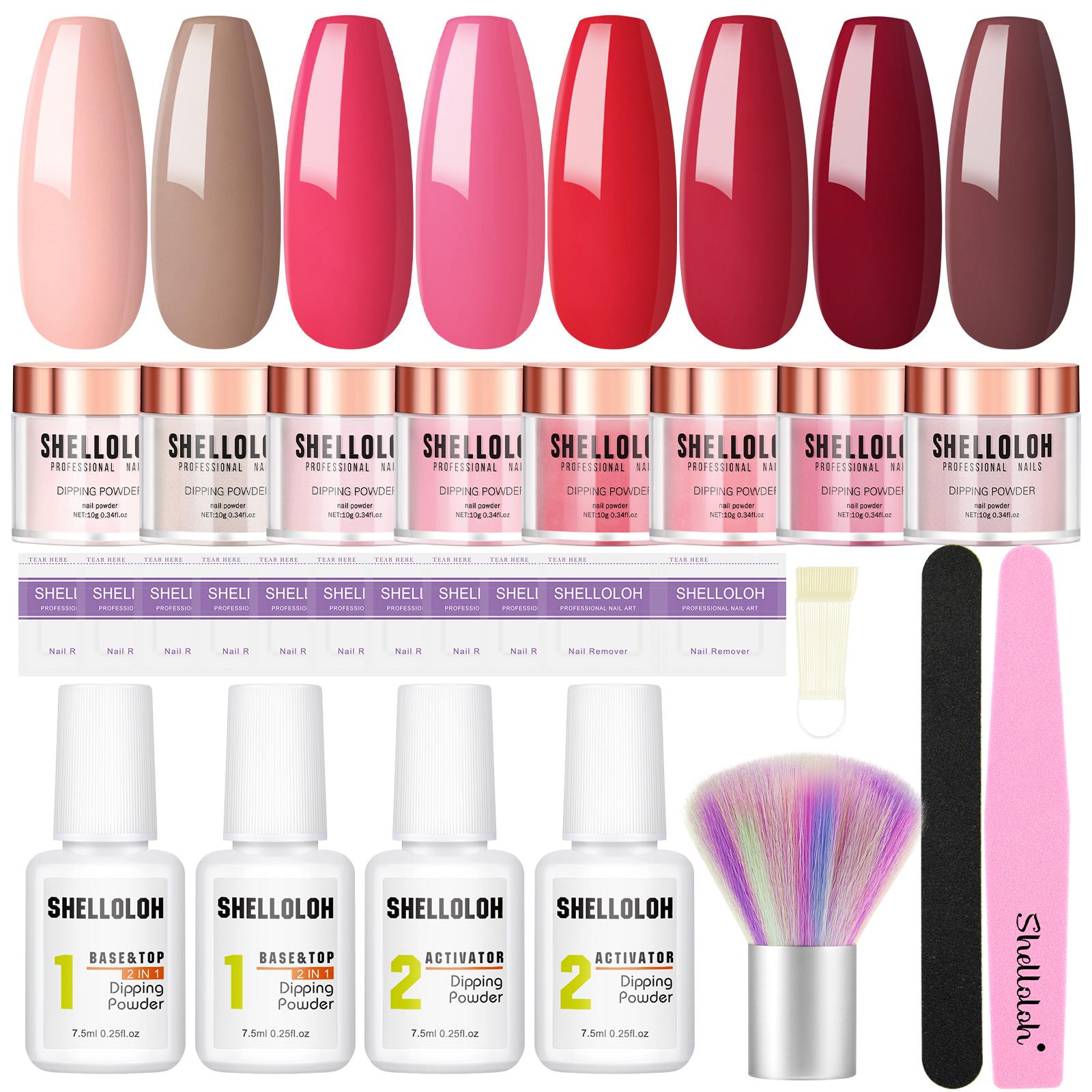 

Shelloloh 6 шт./8 шт., пудра телесного цвета, блестящая пудра с базовым верхним слоем, набор активаторов для французского маникюра, набор инструментов для ногтей