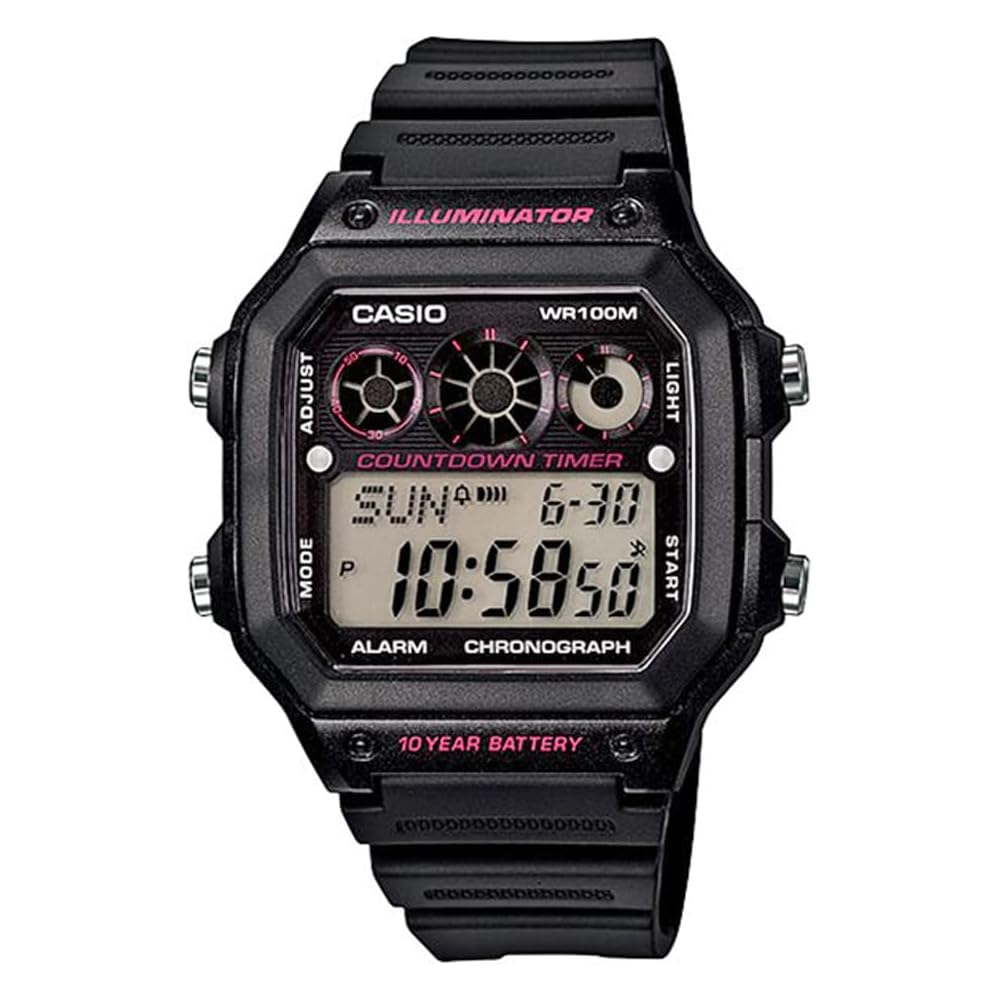 Casio Sports Digital AE-1300WH-1A2 Watch Water Resistant Black Strap LED Display