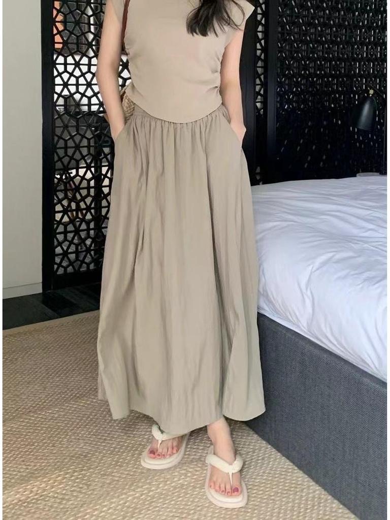 Yamamoto High-Waisted Pleated Long Skirt - Slimming Japanese Casual Summer Style