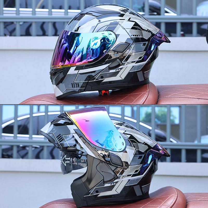 DOT Certified Modular Motorcycle Helmet Double Visor Design Men Women All Season High Strength ABS Comfortable Riding Helmet
