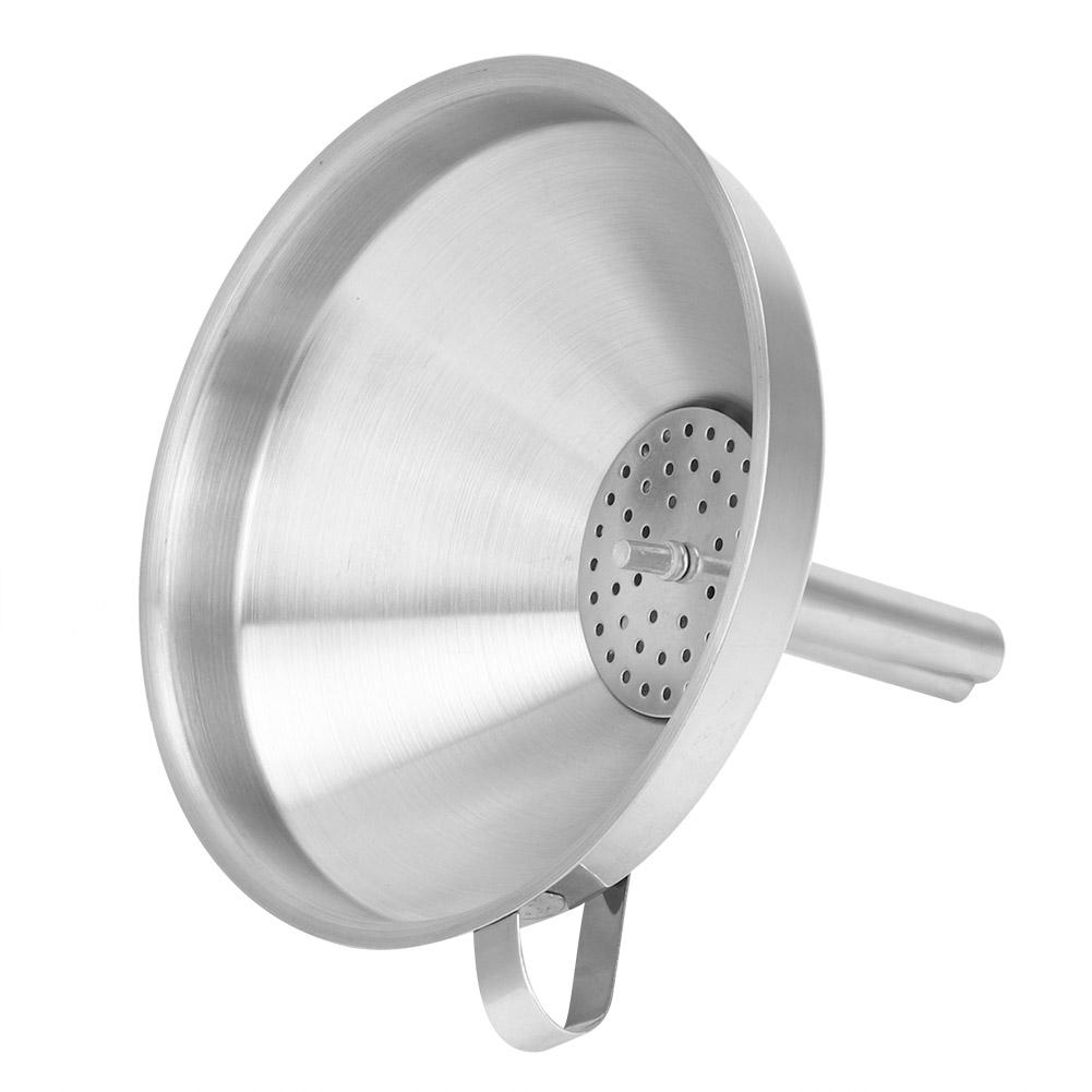 Stainless Steel Kitchen Wide Mouth Oil Funnel with Strainer Filter for Transferring Liquid
