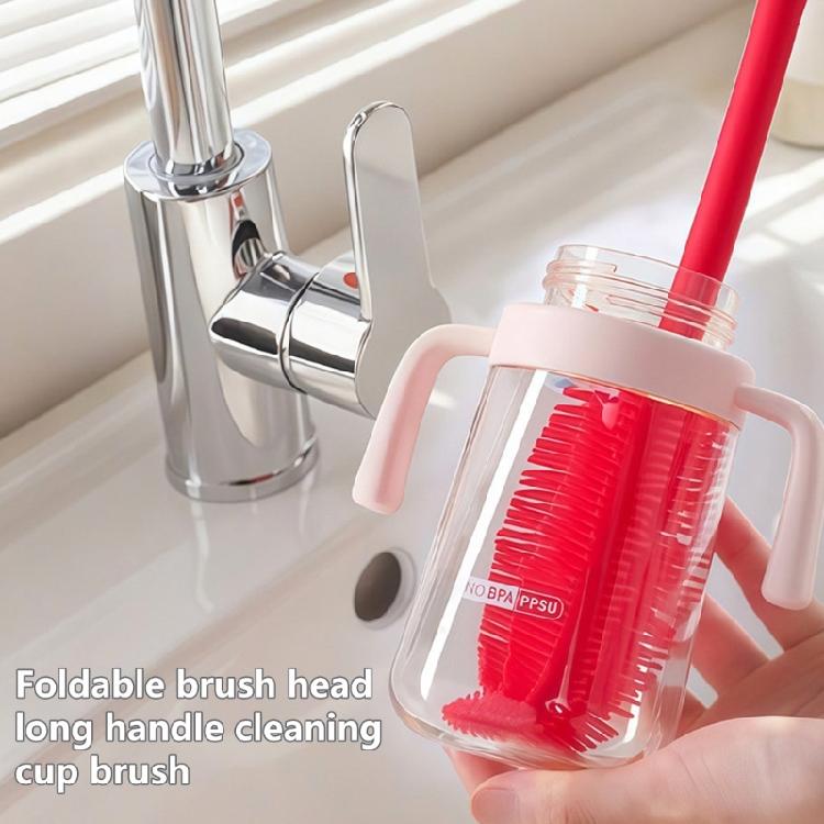 Multipurpose Long Handle Dish Brush Silicone Scrubber Brush For Cleaning Milk Bottles Flasks Narrow Mouthed Container