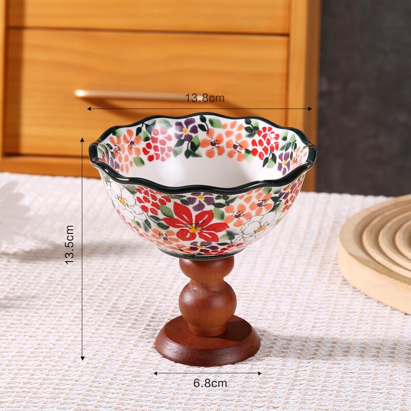 Oujiewang Ceramic Bowl with Wooden Stand