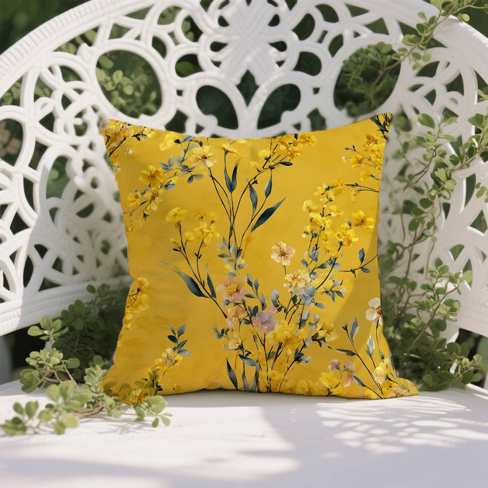 N-Niche Fresh Prints Style Art Pillow Case Anti-dustmite Pillowcase Invisible Zipper Silky Short Plush Sofa Cushion Cover