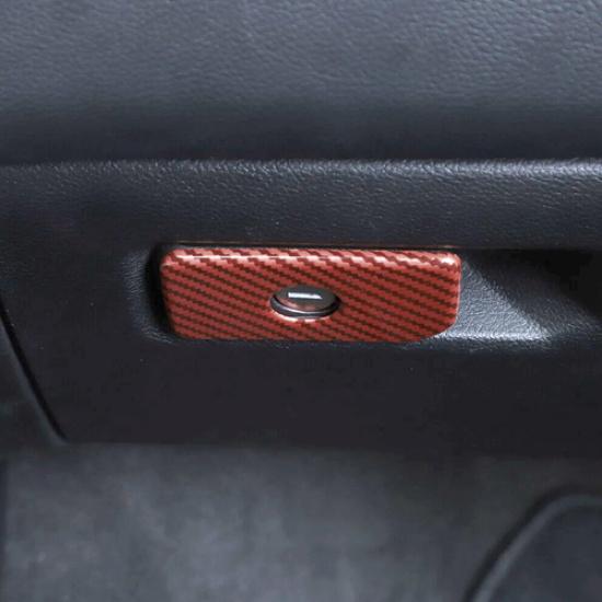 For Dodge Ram 1500 19-25 Red Carbon Co-pilot Storage Box Handle Cover Trim Decor