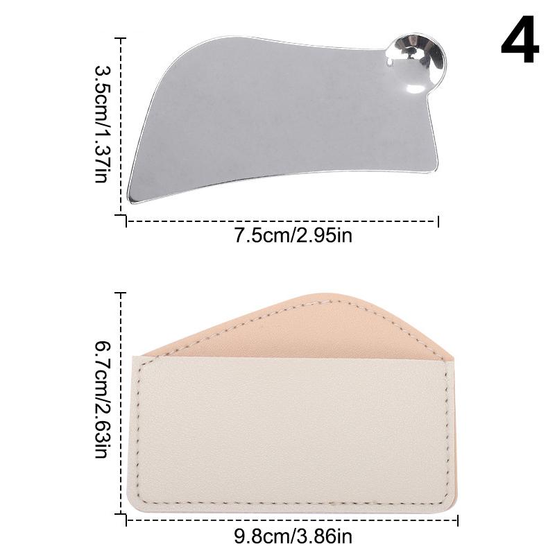 Stainless Steel Guasha Scraper With Pu Leather Bag Metal Spatula Facial Massager Beauty Facial Skin Care Tools Guasha Board