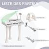32-Key Kids Piano Keyboard, with Stool, Lights, Microphone, Sounds, Removable Legs - White