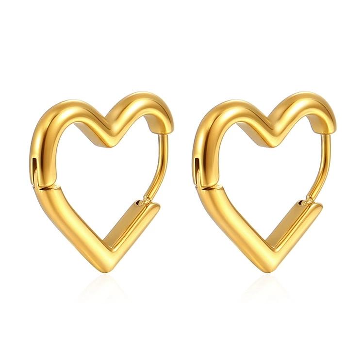 LT-MS-307 Versatile Titanium Steel Earrings Korean-Style Small Heart-Shaped High-End Fashion Hoop Earbuckles Simple Design for