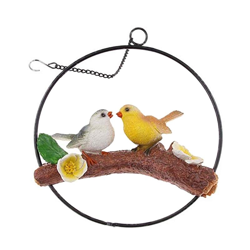 Hanging Parrots Statue Sculpture Perching on Branch Patio Garden Lawn Decors Nature Lover Tropicals Bird Collectors