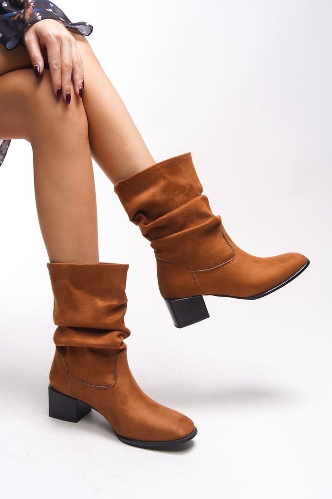Women Modern Stylish Fashion Boots Boots Faux Leather Suede Rheggec Gusseted Short Boots Tan Suede