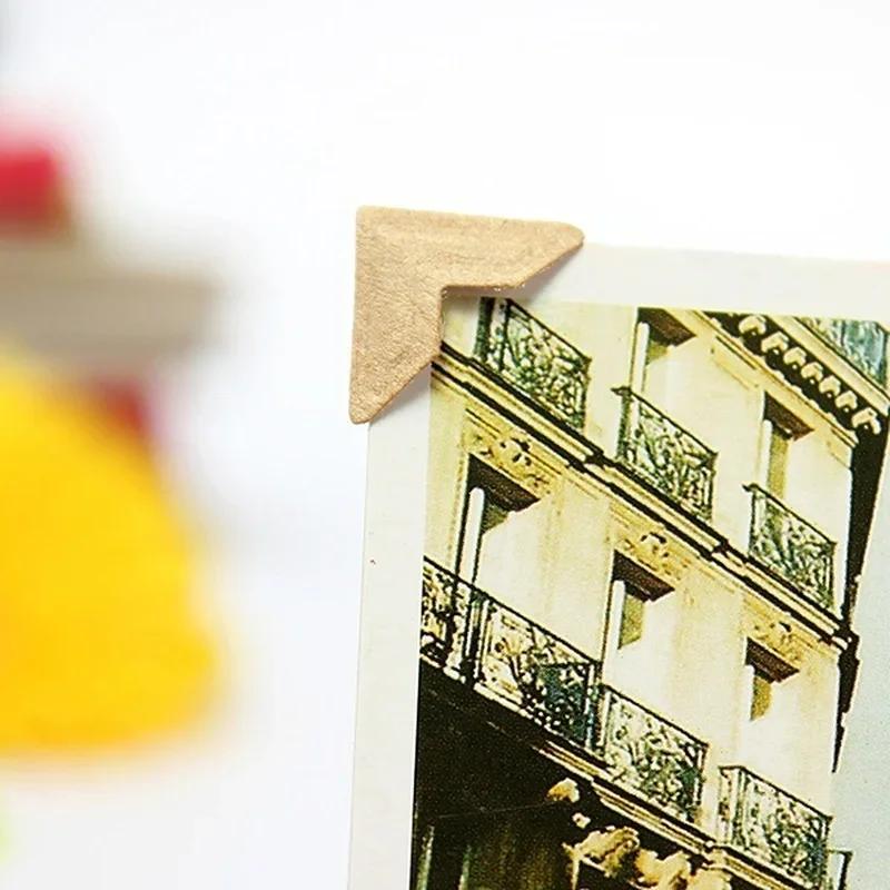 

24Pcs/1 Sheet Photo Corner Stickers Make and Paste DIY Photo Album Accessories Paper Kraft Paper Corner Stickers золотий