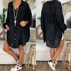 Topy velikosti 5XL Lněná košile Ženy Dlouhý rukáv Bílá Tunika Cardigan Ležérní Volný knoflík Halenky s límečkem Košile
