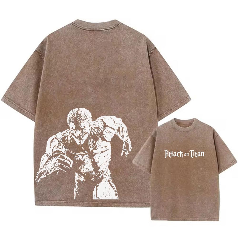 2025 Anime Attack on Titan Trička Vintage Prané Tričko Harajuku Oversize Bavlněné Tričko Bavlna Móda Streetwear Unisex Top