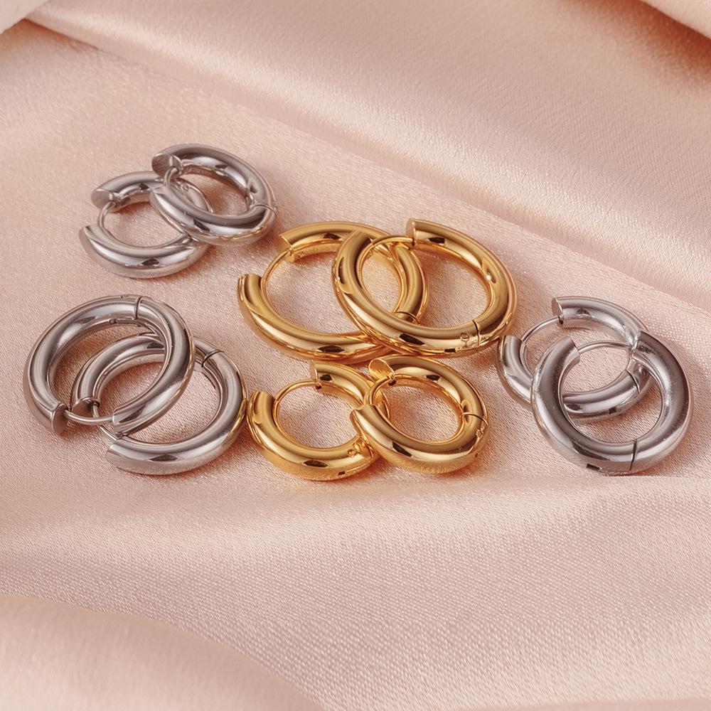 18K Gold-Plated Stainless Steel Hoop Earrings - European & American Style