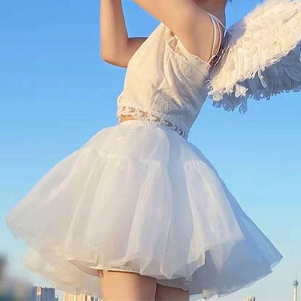 Fashion Without hoop Petticoat JK White Underskirt Crinoline Breathable Lolita Ball Gown Petticoats