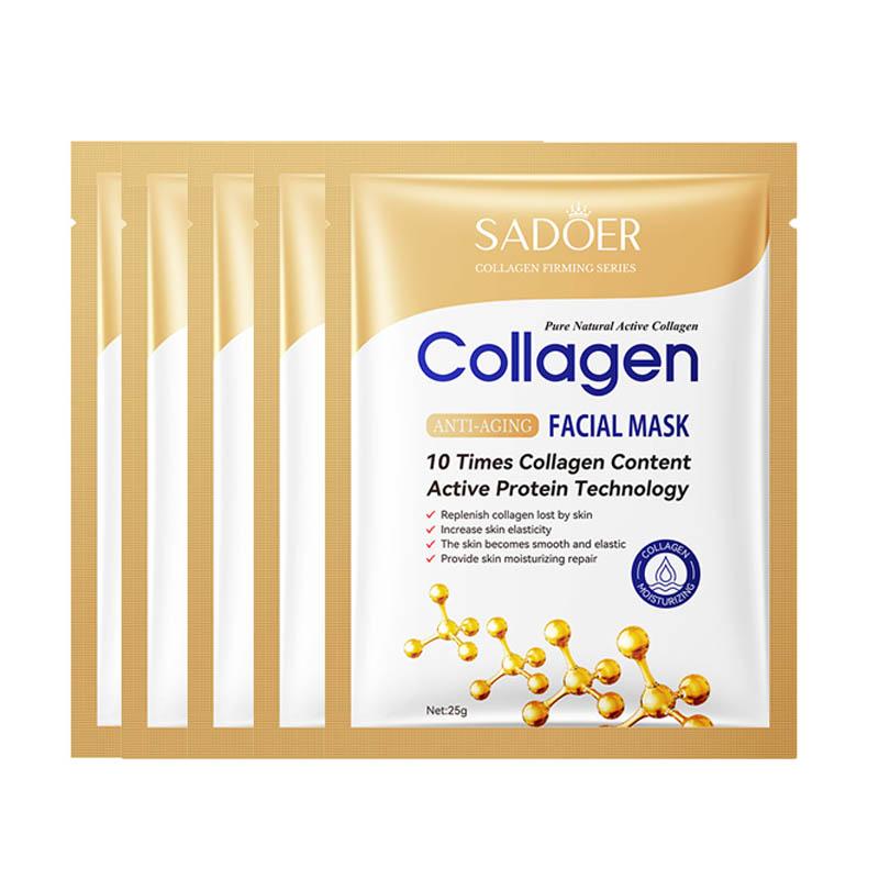 10PCS Collagen Anti Wrinkle Facial Mask Anti Aging Fade Fine Lines Firm Skin Moisturizing Brightening SkinCare Korean Cosmetics