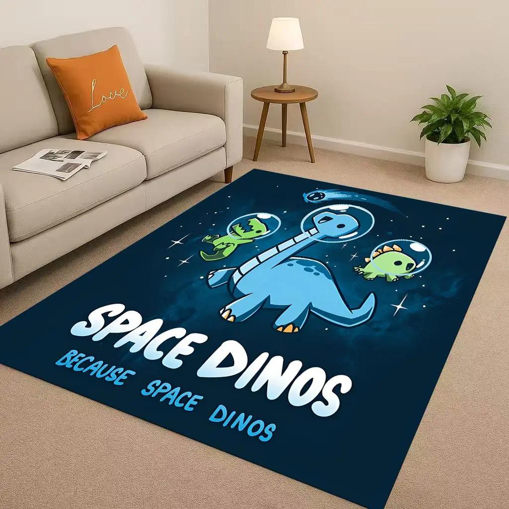 2026 New Space Dinosaur Cartoon Dino Art Living Room Non-Slip Area Rug Carpet for Bedroom Kids Playroom Sofa,Home Decor Doormat