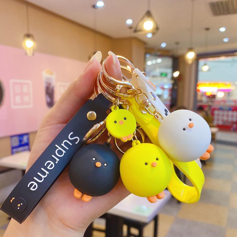 Porte-clés Poulet Mignon Créatif Pendentif de Sac Porte-clés de Voiture Poupée de Dessin Animé