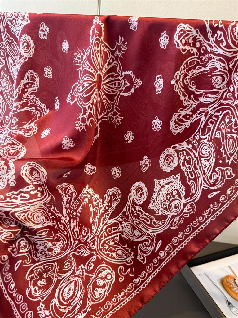 Luxury Brand Paisley Print Shawl Square Scarf for Women Wraps Neckerchief Female Hair Bands Ribbon Headband Bandana