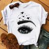 Fashion Graphic Unisex Tshirt Eyelashes Print Kawaii Lashes Unisex Clothes Funny Makeup Aesthetic Shirt Female Clothing Top Tee
