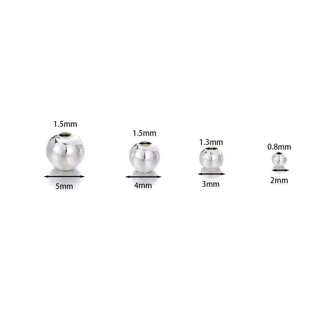 

2-5MM 925 Sterling Silver Round Beads Spacer Beads Jewelry Findings Accessories Silver Bead for Bracelet Necklace Jewelry Making 5mm-5Pcs