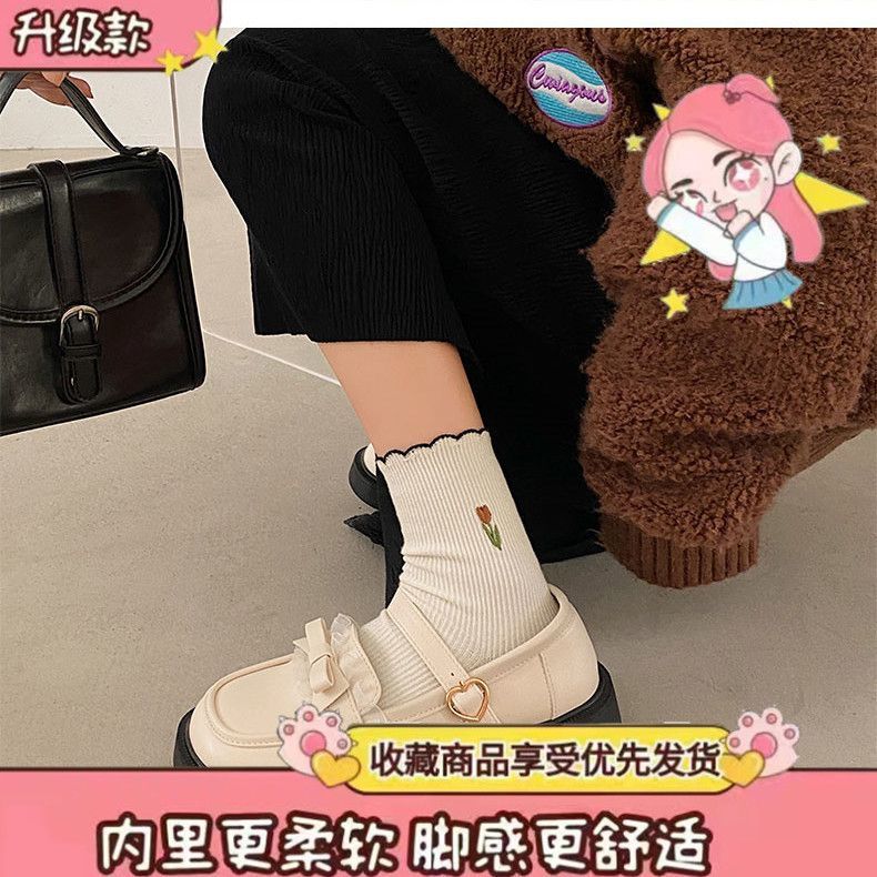 White versatile platform small leather shoes women's 2025 spring and autumn models Japanese Lolita jk shallow bow Mary Jane shoes