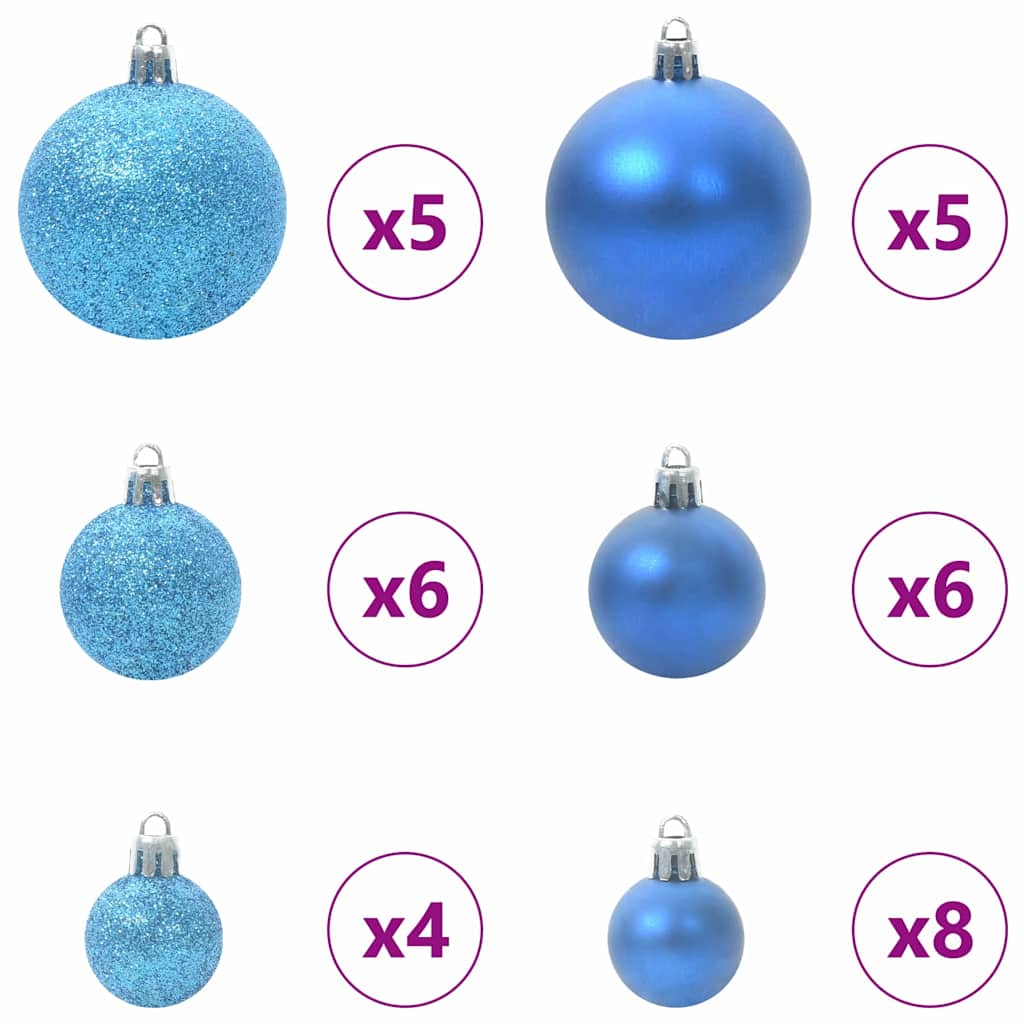 Christmas Ornament Set with 150 LEDs 61 pcs Blue Plastic