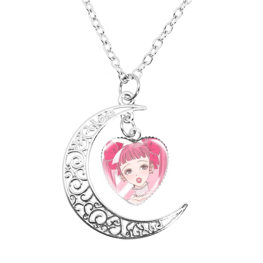 Anime Paradise Kiss Yukari Hayasaka Miwako Sakurada The Moon Necklace Glass Heart Shape Pendant Necklace Jewelry Charm Fans Gift