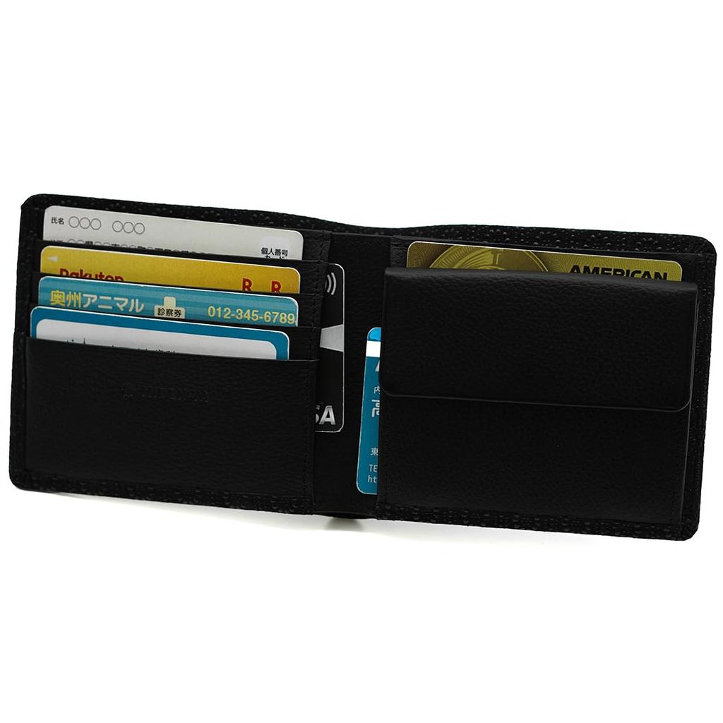 Inden Wallet Coin Case Deerskin Traditional Craft Made in Japan Black with Black Lacquer Tortoiseshell [Indenya] Bi-fold Men's No.2006 ([1-003]